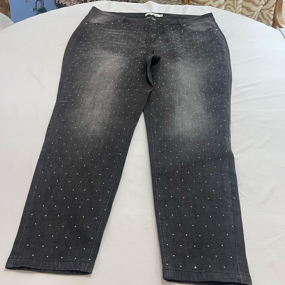 Rm Rebecca Minkoff Dark Grey Studded Denim Jeans Plus Size 20w New